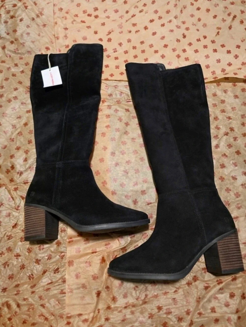 Lucky Brand Bonnay Heeled Knee High Boots Leather Black NWT‎ Size 7.5